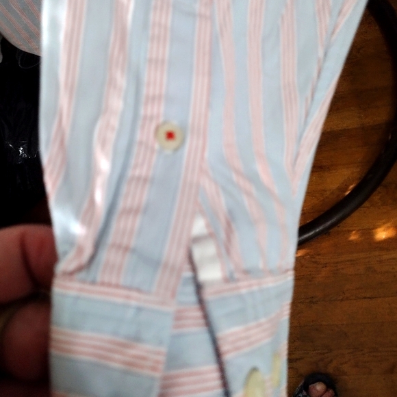 Banana Republic Men's Camden Slim Fit Button Down Shirt Lt Blue Red StripeS S - Picture 3 of 5